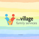 Village Logo on Rainbow Background