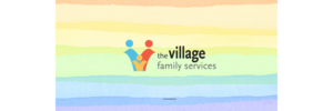Village Logo on Rainbow Background